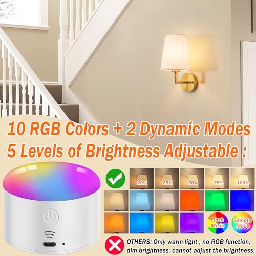 Image of Wall Sconce Battery Operated Wall Light Fixure with Remote Control, Dimmable Battery Operated Wall Sconces Set Of Two, Indoor Wireless Wall Mounted Lamp with Rechargable Bulb For Bedroom Living Room (