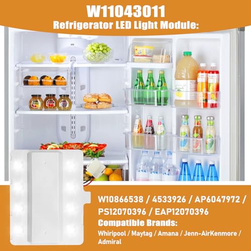 Image of W10866538 W11043011 Refrigerator Bulb Replacement - for Kenmore, Whirlpol, Maytag and Compatible - LED 40W Equivalent, Cool White 6000K, Easy Installation