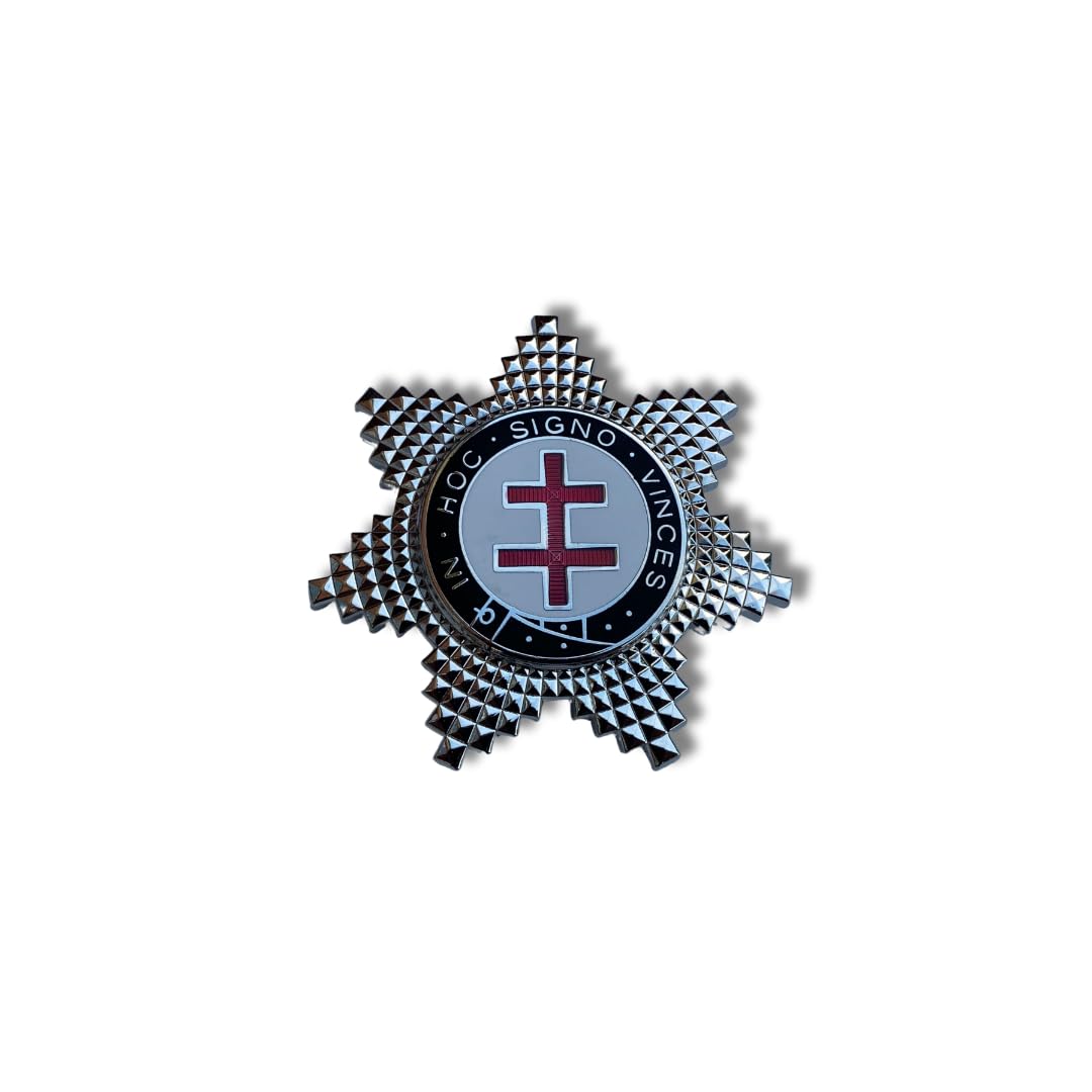 Knights Templar Preceptors Breast Star | Silver Plated Masonic Jewel with Red Preceptors Cross Symbol on White Enamel | Lightweight & Comfortable | Ideal for Investiture Ceremonies & Knight Gatherings