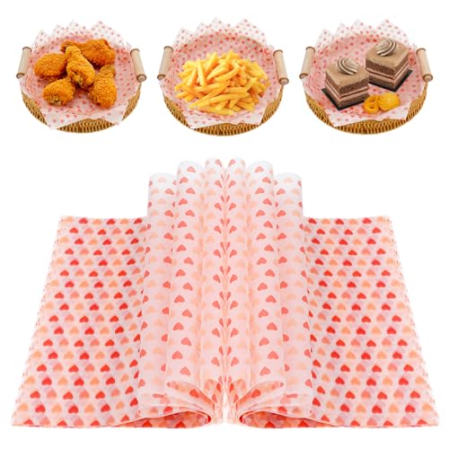 50PCS Wax Paper Sheets, Food Wrapping Paper, Food Basket Liners, Greaseproof Waterproof Dry Waxed Deli Wraps Papers for Kitchen/Restaurant/Picnic, Non-Stick Liners Tissue for Bread/Burger/Sandwich