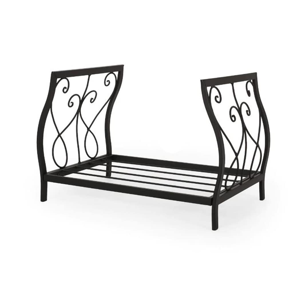 Accessoires de cheminée haut de gamme avec étagère à bois de chauffage en fer noir