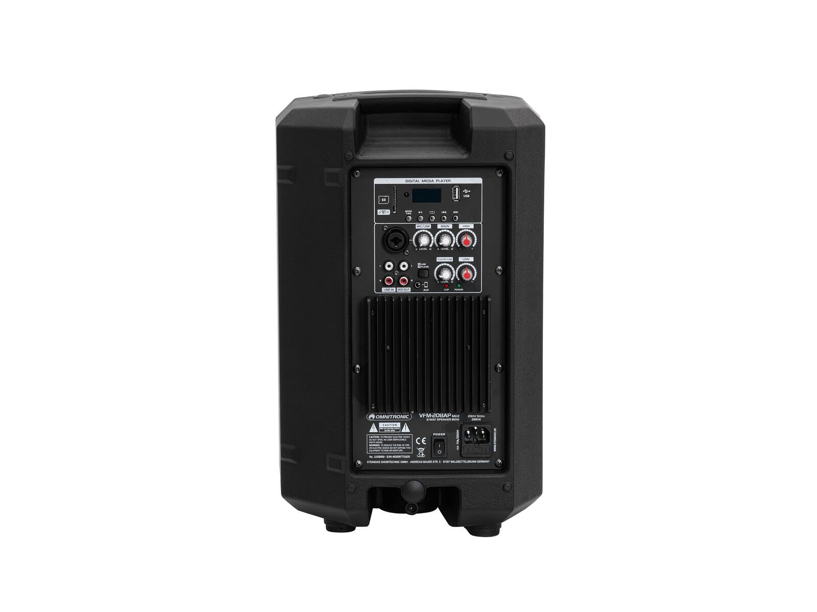 OMNITRONIC VFM-208AP MK2 2-Wege Lautsprecher aktiv TWS - Aktive 2-Wege-Box (8") mit 80 W RMS für PA- und DJ-Anwendungen mit Audioplayer und Bluetooth