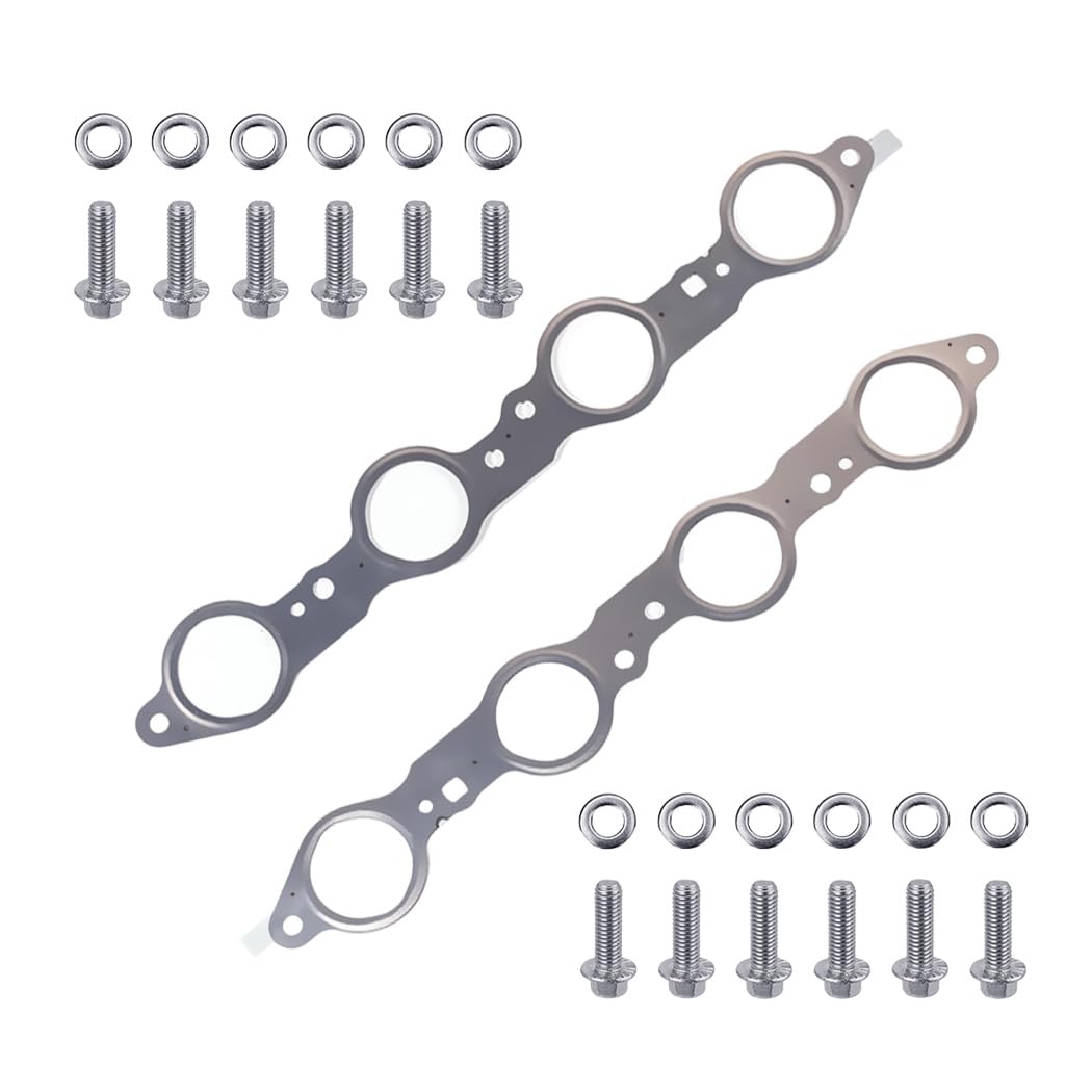 12617944 MLS Exhaust Header Manifold Gasket for Chevy Silverado 1500 2500 Sierra GM, LS Exhaust Manifold Gasket & Bolts Kit for LS1 LS2 LS3 LS6 LQ4 LQ9 4.8L 5.3L 5.7L 6.0 6.2, Replace 12600530(2Pcs)