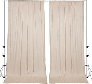 Mohoeey 10 ft x 10 ft Champagne Curtains Panels, Wrinkle Free Polyester Photography Backdrop Drapes,Wedding Party Home Decoration Supplies