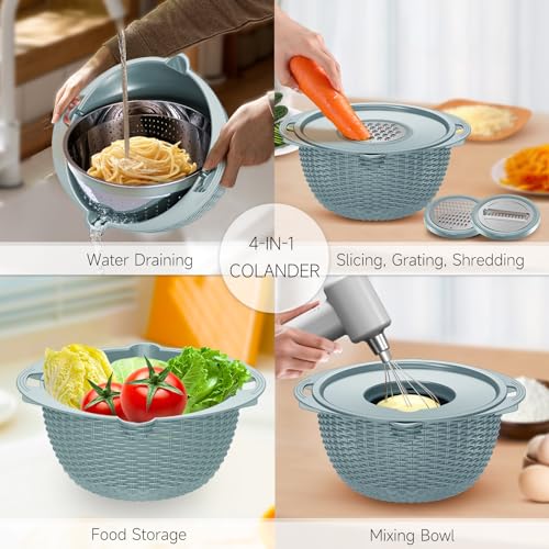 Miscelatore multifunzione 4 in 1 per alimenti con ciotola, per pasta, riso, verdure e frutta, ideale per preparare insalate e uso in cucina