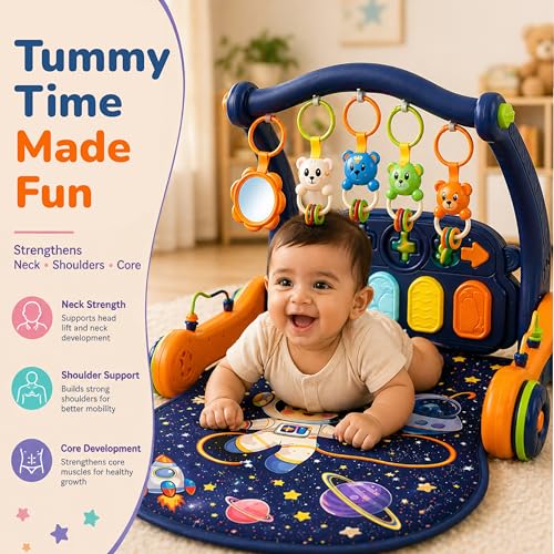 Image of Lifelong Astro 2-in-1 Playgym & Convertible Walker | Music, Lights with Hanging Toys | Non-Toxic for Motor & Fine Skills Development | Tummy Time Extra Soft Cushioned Play Mat for Babies (0-24 Months)