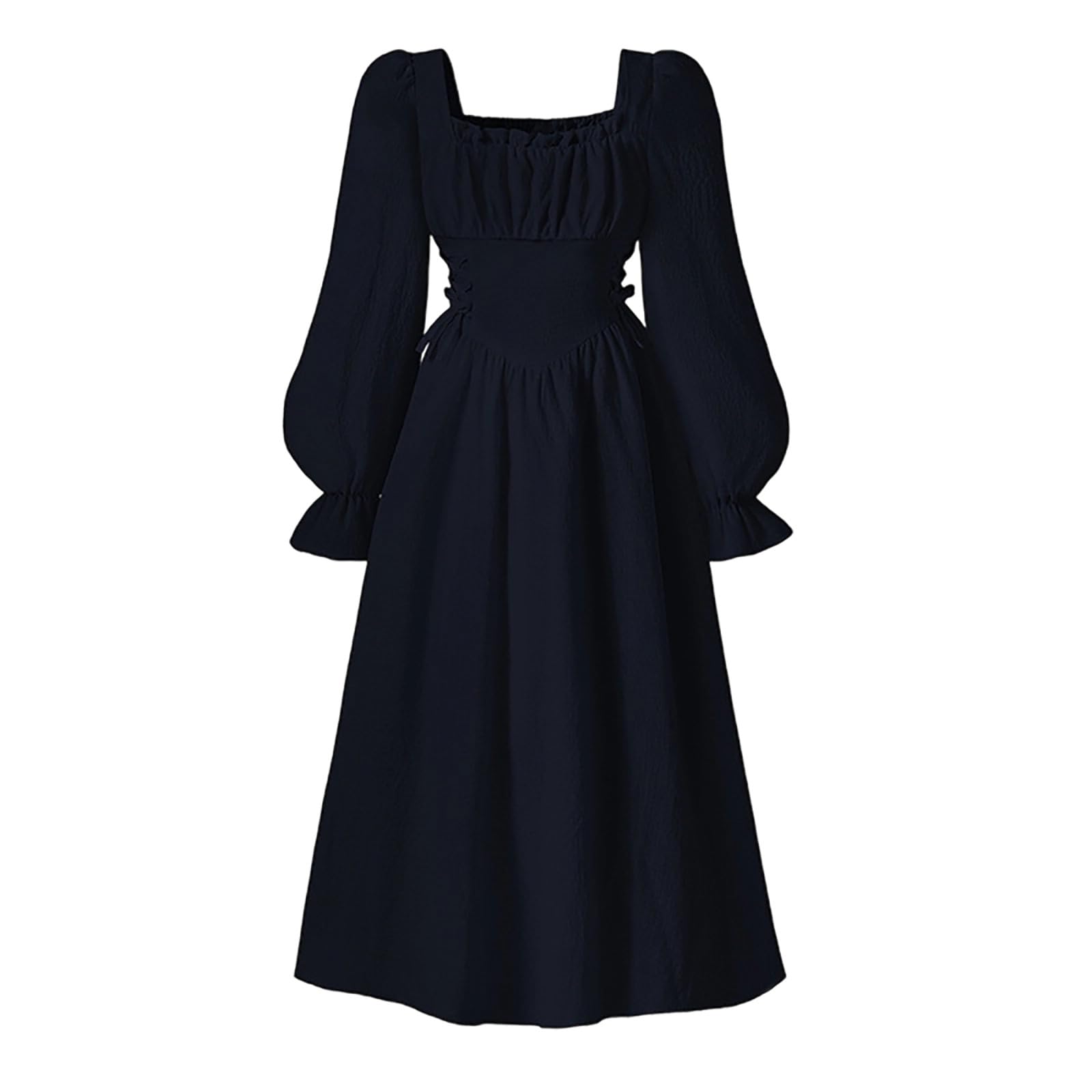 Girls Dress French Palace Medieval Vintage Long Sleeve Princess Dress Elegant Quality Spring Autumn 4-12 Years Navy