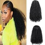 MARJITALER Curly Ponytail Extension for Black Women,18Inch Drawstring Curly Ponytail Extension,Synthetic Afro Kinky Ponytail for Daily Use (1B, 18Inch)