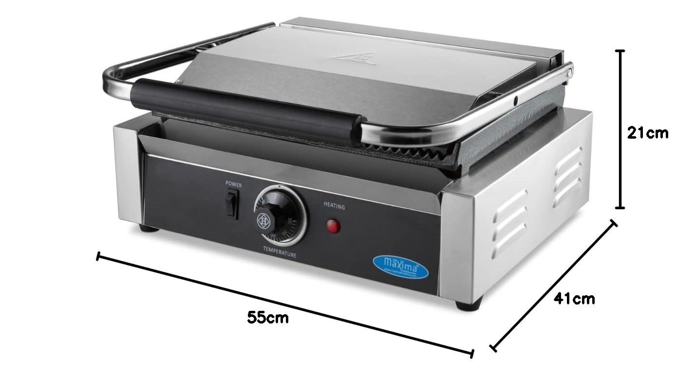 Maxima Gastro Panini - Griglia a contatto scanalata - con vassoio raccogli grasso - 2200 Watt