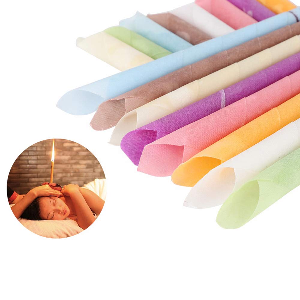 32 PCS Coni per orecchie, Candele dell'orecchio per le orecchie,- Cera d’Api e Mussola di Cotone Naturale con Filtri e Dischi Protettivi (8 colori)