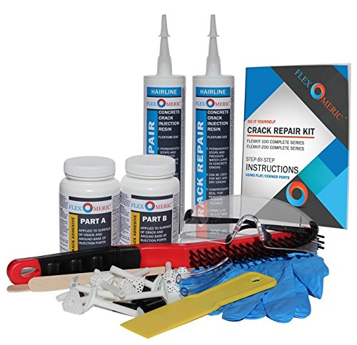 DIY Flexomeric Foundation Crack Repair Kit - Polyurethane Foam - Hairline to 1/16" Wide Cracks - Low-Pressure Injection Method (FLEXKIT-200X)