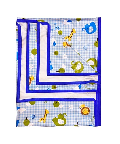 Image of EcoSoft Plastic Sheet,PVC Sheet for Kids,Rubber Sheet for Babies,Bed Wetting Protector(90 x 135 cm) (Blue Big Jungle)