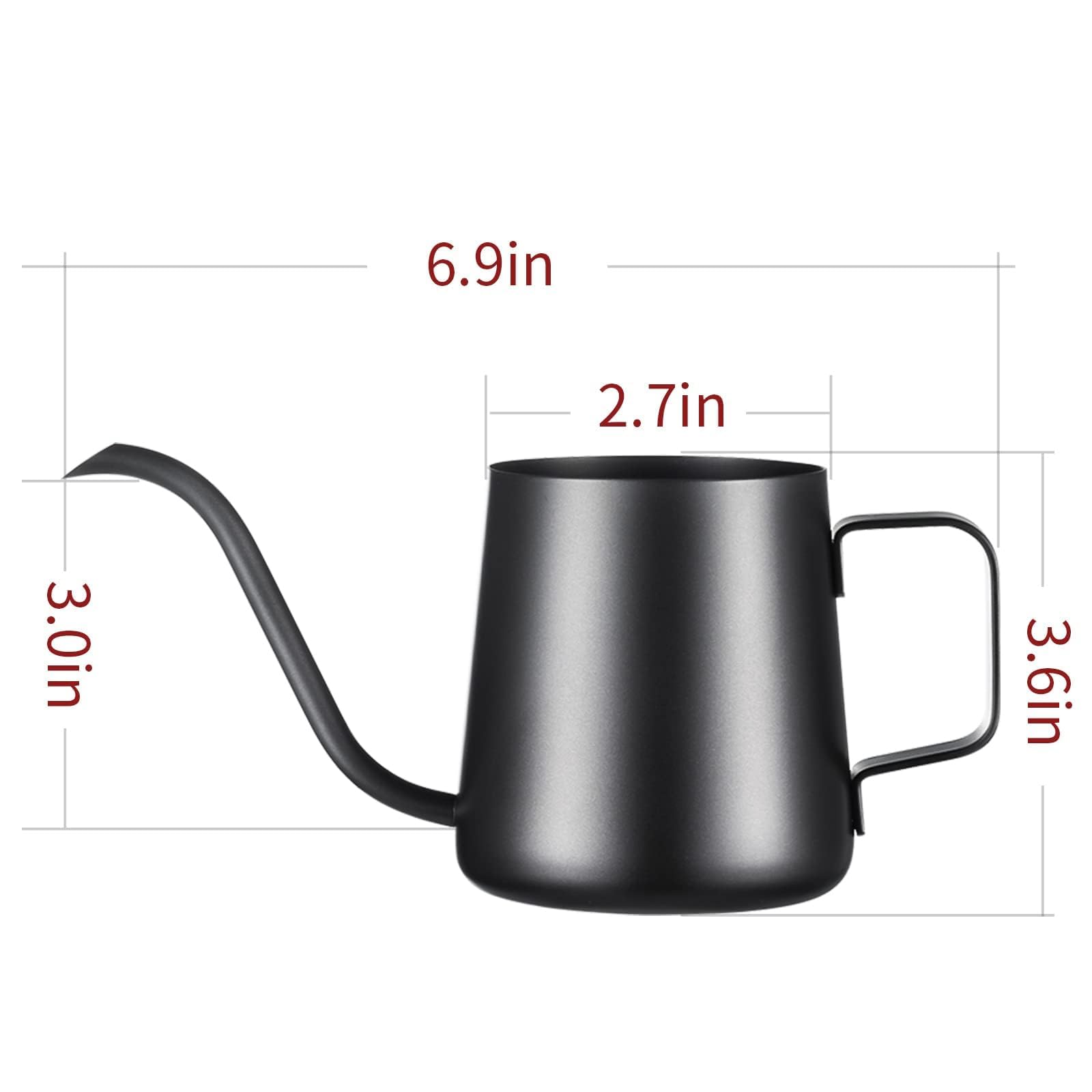 Pour Over Kettle Gooseneck Spout Coffee Tea Pot 12OZ Hanging Ear Hand Blunt Long Narrow Drip Cup for Coffee Maker Carafe