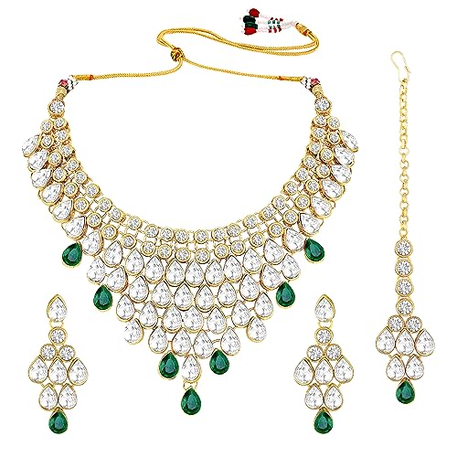Image of Peora Ethnic Traditional Kundan Bridal Jewellery Set Gift for Women