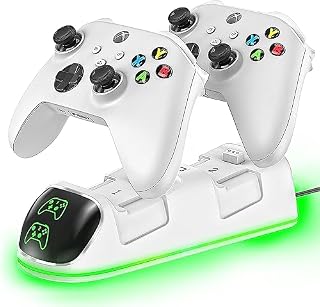 OIVO Ładowarka Xbox z 2 akumulatorami 4800 mWh do kontrolerów Xbox Series/One X/S/Elite, baza ładująca do kontrolerów Xbox z 2 akumulatorami i 4 osłonami na akumulatory do kontrolerów Xbox Series/One