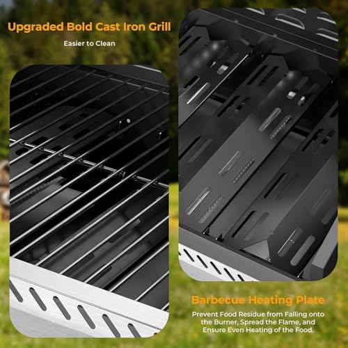 Image of COWSAR 34,000 BTU Propane Gas Grill 3-Burner with Side Burner
