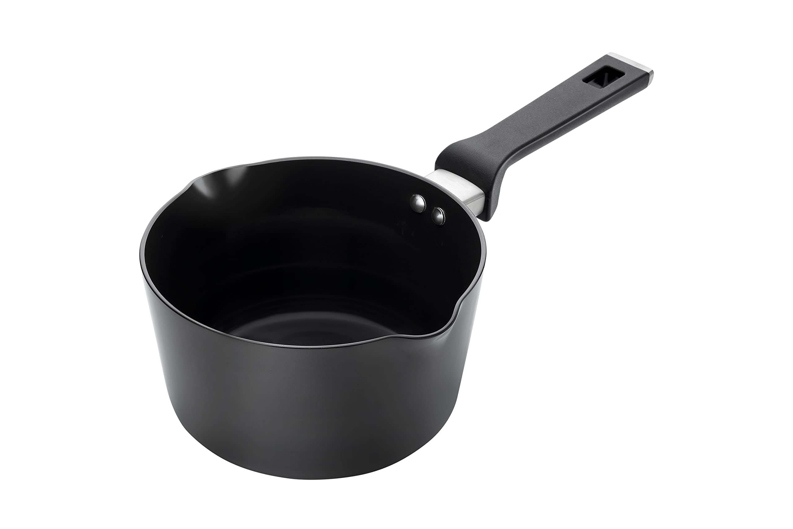 Dailyware Hard Anodised Taper Sauce Pan 2 Liters, Sauce Pan with Sleek Bakelite Handles and Metal Brand Cap. Sauce Pan with Two Easy Pouring Spouts and Can Be Used by Both Left Right Handers