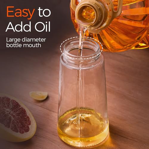 YARRAMATE 16oz/470ml Glass Olive Oil Sprayer for Cooking with Stickers, 2 in 1 Oil Dispenser for Kitchen Gadgets, Food Grade Premium Spray Bottle with Portion Control for Salad, Frying, BBQ (Black) image 6