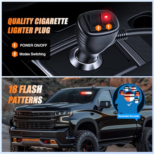 Image of Nilight 8LED Red White Traffic Advisor Strobe Light Bar Hazard Safety | with Vacuum Suction Emergency Dash Warning Flashing Lights Front /Rear Windshield Visor for Truck Police Construction Vehicles