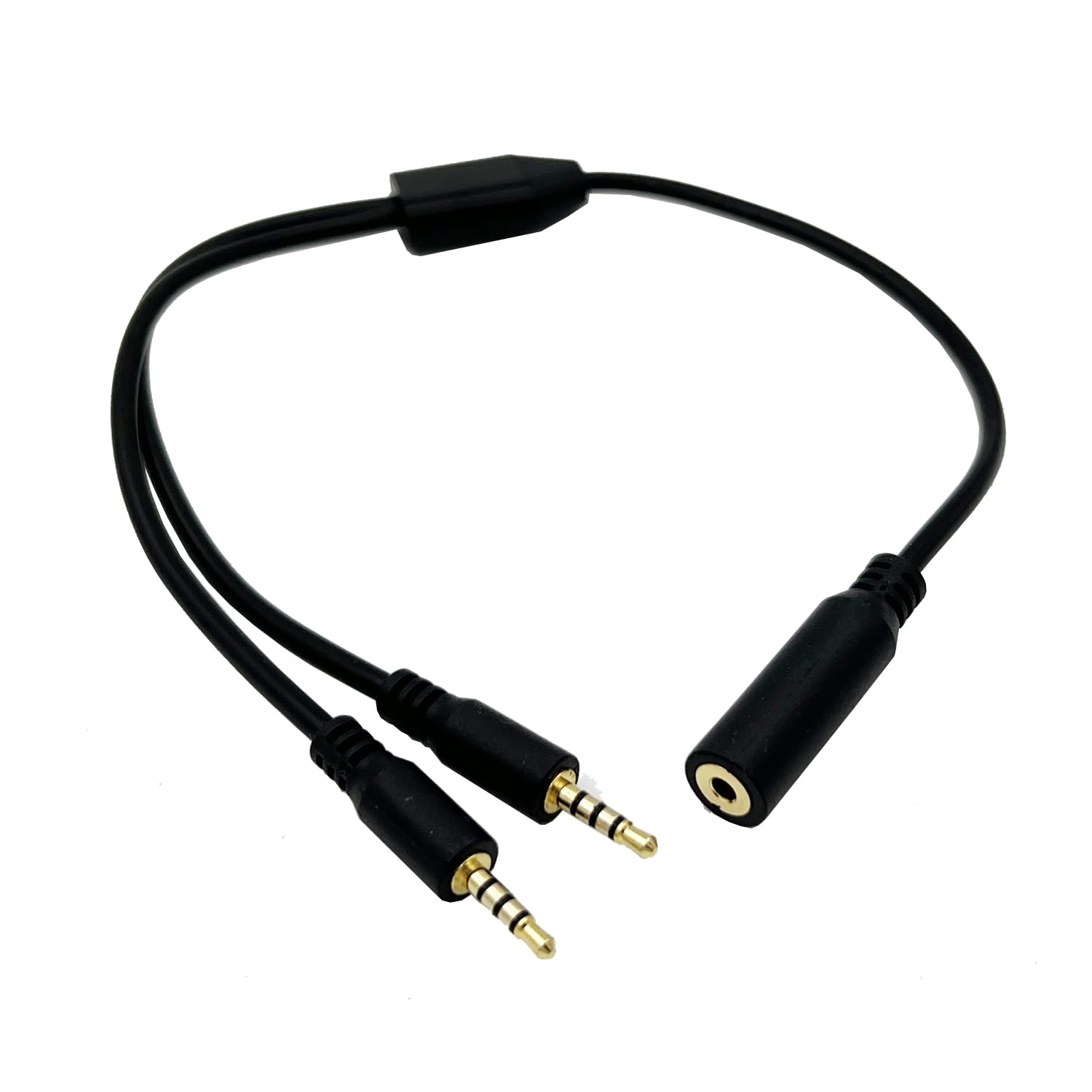 Cable divisor de audio de 2,5 mm, adaptador en Y para auriculares, hembra a doble macho, negro, 30 cm