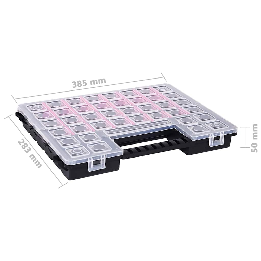 Juego de 5 cajas de herramientas de polipropileno con divisores ajustables, 385 x 283 x 50 mm, para compartimento de piezas pequeñas, sistema de organización, tornillos, tuercas, clavos