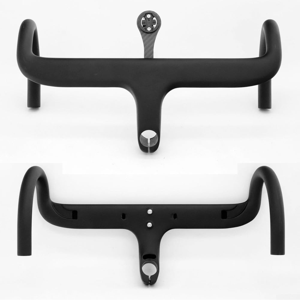 Honseadek Rennradlenker aus Karbonfaser, T800 für Aero-Drop-Bar mit integrierter Computerhalterung für Garmin für Bryton für Cateye, ergonomische 400 mm, 420 mm Optionen (80 x 400 mm)