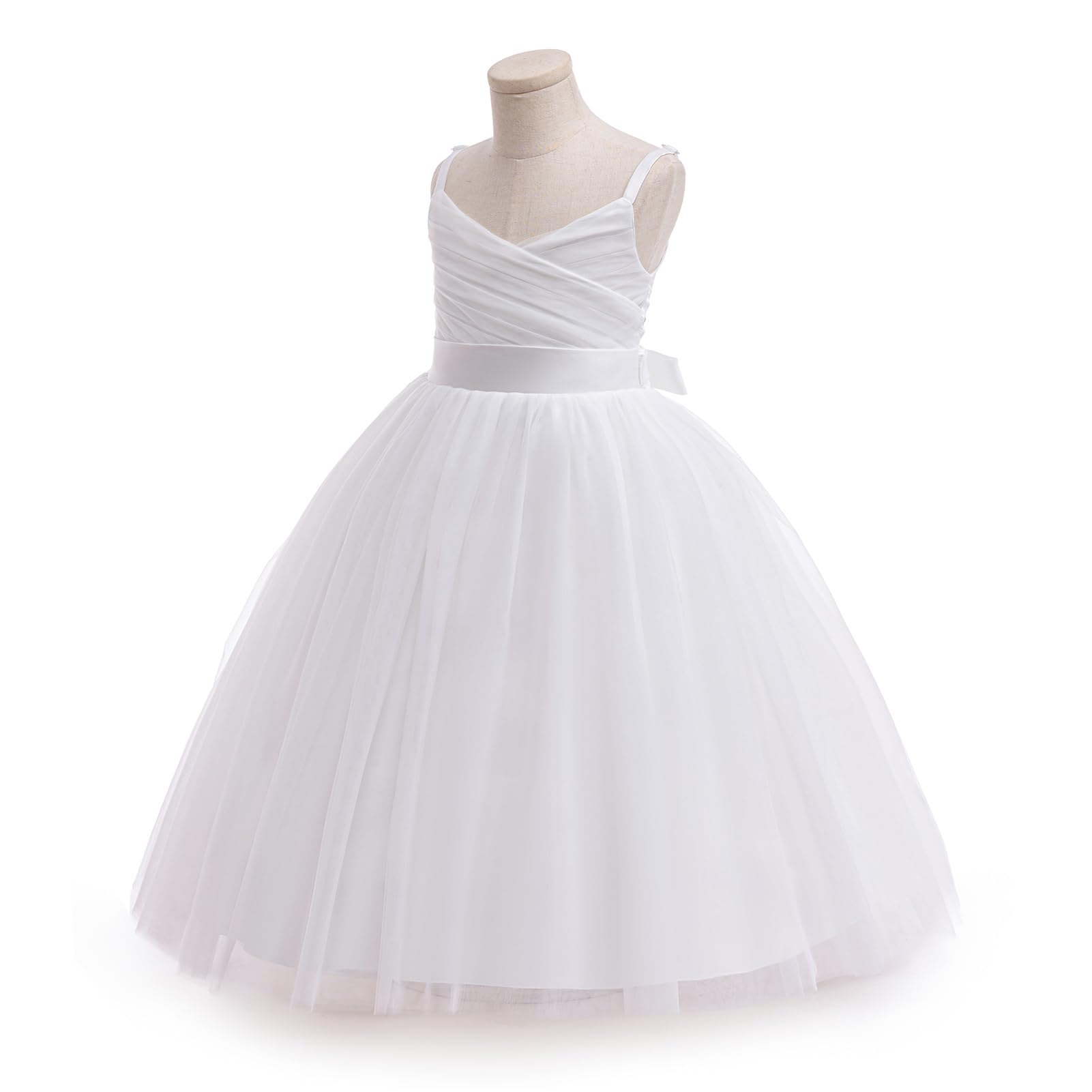 IWEMEK Vestido de tutú para niñas con diseño de flores, halter, para boda, concurso, dama de honor, graduación, fiesta de cumpleaños, baile, primera comunión