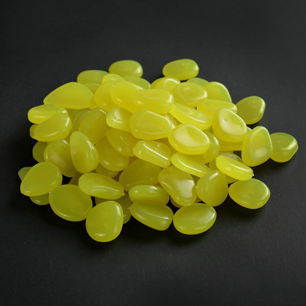 SPORTARC 50PCS Glow In The Dark Pebbles Luminous Stones Garden Walkaway Aquarium Fish Tank, YELLOW