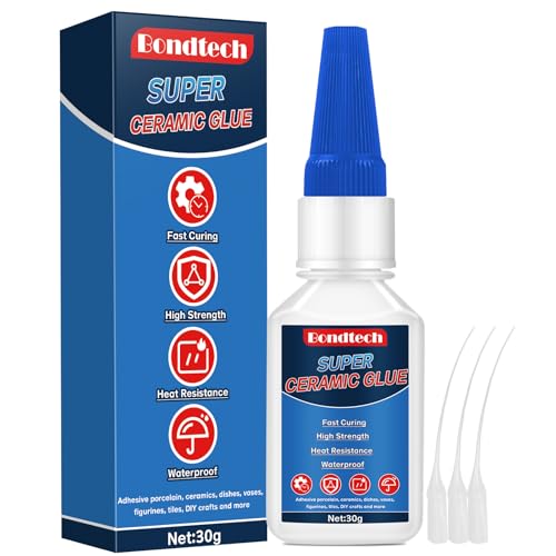 Ceramic Glue 30g Clear Ceramic Glue Repair for Pottery Dishes Tiles DIY Crafts Waterproof Heat-Resistant with Anti-Clog Cap(Clear Ceramics Glue)