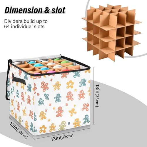 Boîte de rangement Noël grande capacité 64 compartiments ajustables avec couvercle