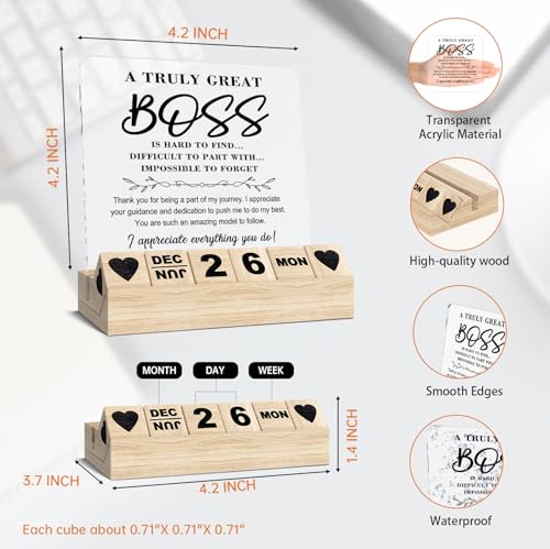 Thank You Gifts - Office Desk Block Calendar, Appreciation Gifts Desk Signs Accessories for Office Decor, Supervisor Gifts for Women Boss Manager Principal