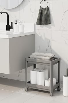 Mithra Life 2 Tiers Under Wheel Counter Gray Bathroom Kitchen Shelf MIT1123