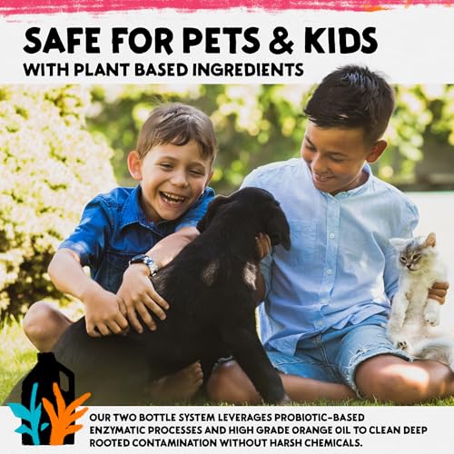 Image of Calyptus Pet Stain and Odor Remover | Orange and Enzyme Cleaner Duo Solution for Pets | 128oz (64oz x 2 Bottles) | Carpet Cleaner and Odor Eliminator for Cat Urine, Dog Pee, and Poop | Pro Strength