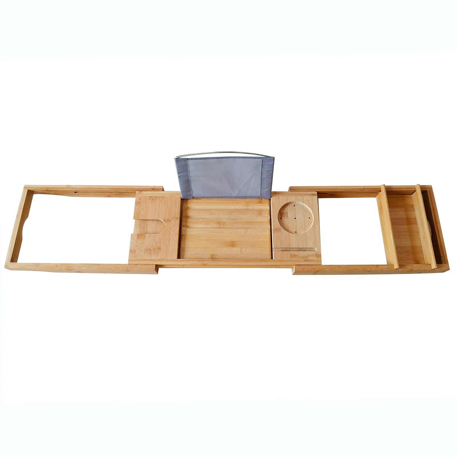 Bamboo Bathtub Tray, 29.53-42.91in Expandable Bath Tray with Holder, Adjustable Bath Caddy Bathtub Shelf for Relaxing Bath Time