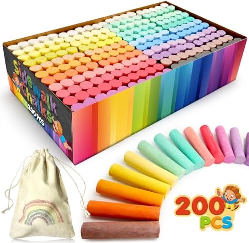 200PCS Washable Sidewalk Chalks Set in 20 Colors: Jumbo Drawing C...