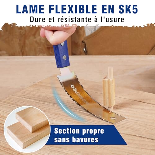 WORKPRO Scie Japonaise 150 mm, Scie à Main à Double Tranchant de 14/17 TPI, Scie à Traction avec Poignée Ergonomique en Hêtre, Lame Flexible SK5, Scie Japonaise Menuisier pour bois – Image 6