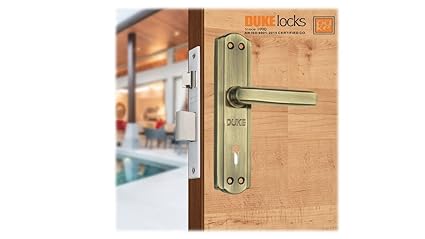 Duke Antique Brass Finish Mortice 606 Complete Set Rust Proof and Corrosion Proof Finish with 2 Handles 175mm, Brass Mortise Lock,3 CP Finish Keys, Screws & Spindle for Main Doors, Rooms, Hotel