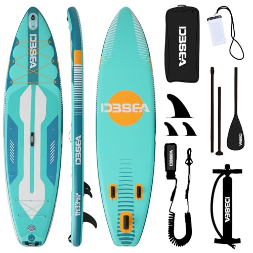 Image of 11 ft Inflatable Stand Up Paddle Board with Accessories, Extra Wide Paddle Board for Adults & Youth, Heavy Duty Inflatable SUP for 2 Person, 11'35 inch /11'34 inch /11'33 inch