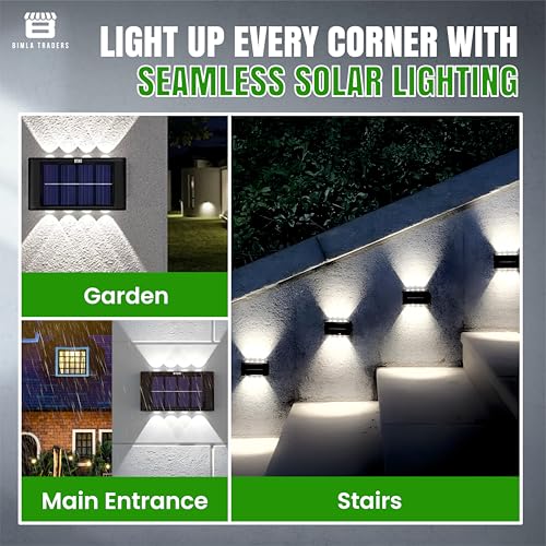 Image of Btag Sun-Powered Up & Down LED Wall Light for Outdoor Use - 8 LED Waterproof Patio Light, Eco-Friendly Sunlight Powered Lamp for Home, Garden, Garage, and Balcony - Pack of 1 (SL009)