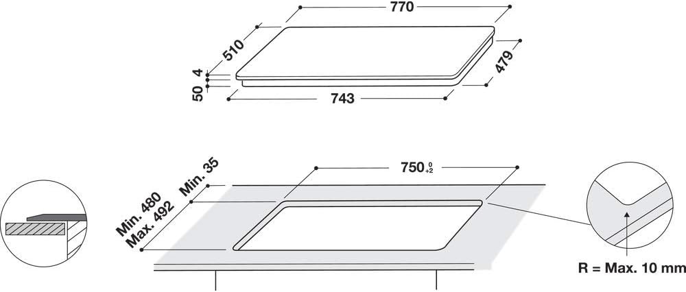 Piano Cottura ad Induzione da 77 cm, N° 4 Fuochi Piano Cottura ad Induzione da 77 cm, N° 4 Fuochi