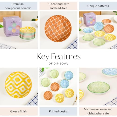 Image of Nestasia Set of 8 Small Ceramic Plates (70ml Each) | Vibrant, Microwave & Dishwasher Safe, Serving Dishes | Ideal for Appetizers, Dips, Condiments, Prasad, Desserts, Sweets, Snacks and Gifting