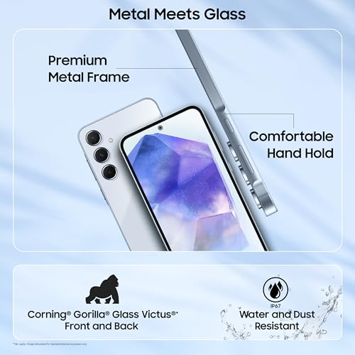 Image of Samsung Galaxy A55 5G (Awesome Navy, 8GB RAM, 256GB Storage) | AI Mobile | 50MP Main Camera (OIS) | Super HDR Video| Nightography | IP67 | Gorilla Glass Victus+ | sAMOLED | Gaming Smartphone