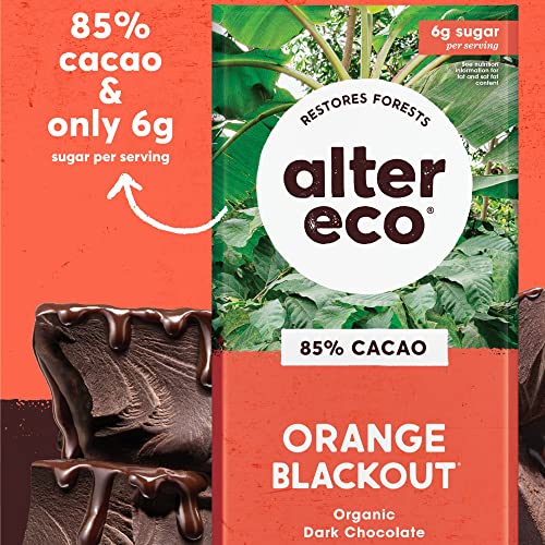 Alter Eco | Chocolate Bars | Pure Dark Cocoa, Fair Trade, Organic, Non-Gmo, Gluten Free (12-Pack Orange Blackout) #TOP2