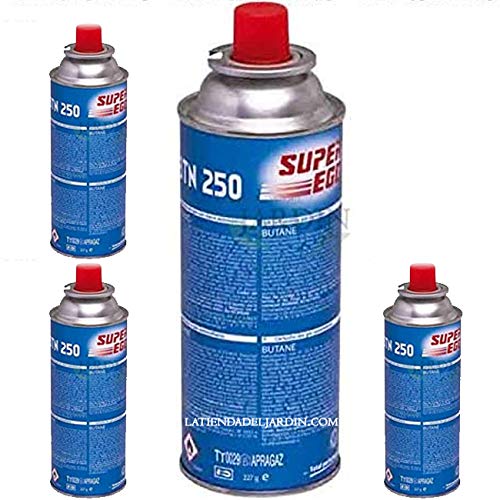 Suinga Pack 4 Cartucho de Gas Butano 220g para Hornillos Quemadores, Cartucho de Gas para Camping 250, Bombonas, azul