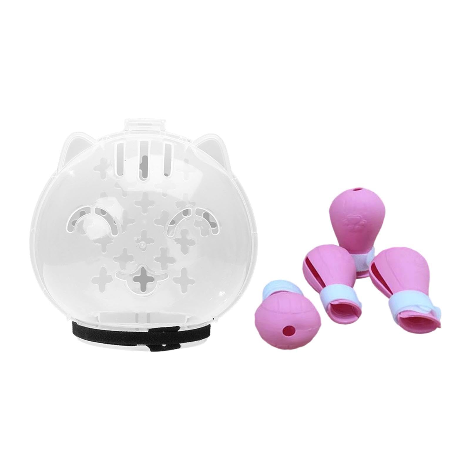 MagiDeal Bozal para Gato, Capucha para Gato, máscara Protectora, antimordeduras, Transpirable, con Forma de Bola y Zapatos para Cortar uñas, para Viajes en