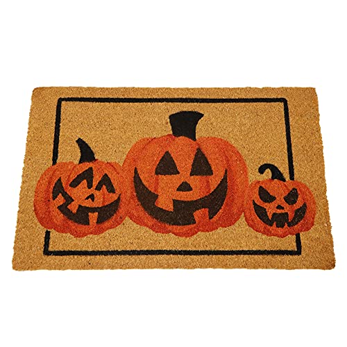 JOYIN Halloween Decoration Pumpkin Patterned Doormat, 30”x 17” Non Slip Natural Coir Front Door Mat Doorway Rugs, Trick or Treat Outside Indoor Decor