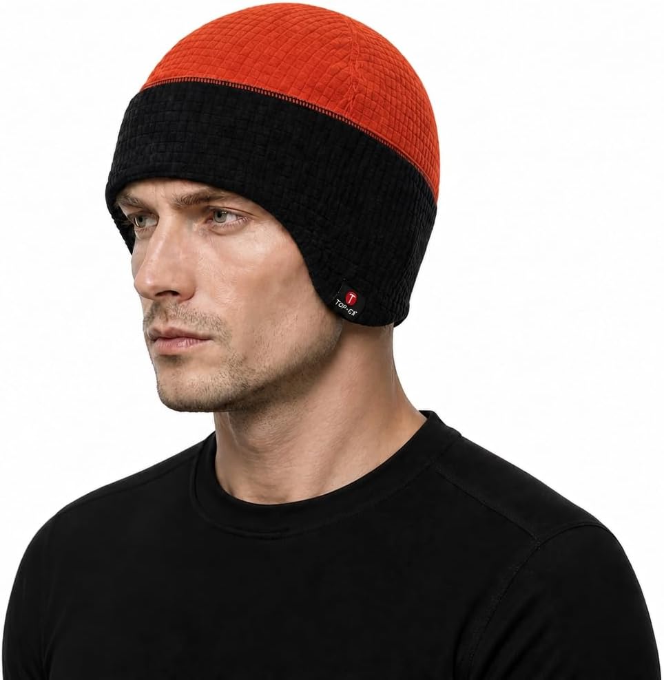 TOP-EX Waterproof Ear Flap Beanie for Men, Polartec Fleece Lined