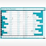 2025 Year Yearly Annual Office Home Wall Planner Calendar Chart Poster/Includes UK & Ireland Bank Holidays/Unmounted Unlaminated Teal, Extra Large 68cm x 100cm Rolled - Image 1