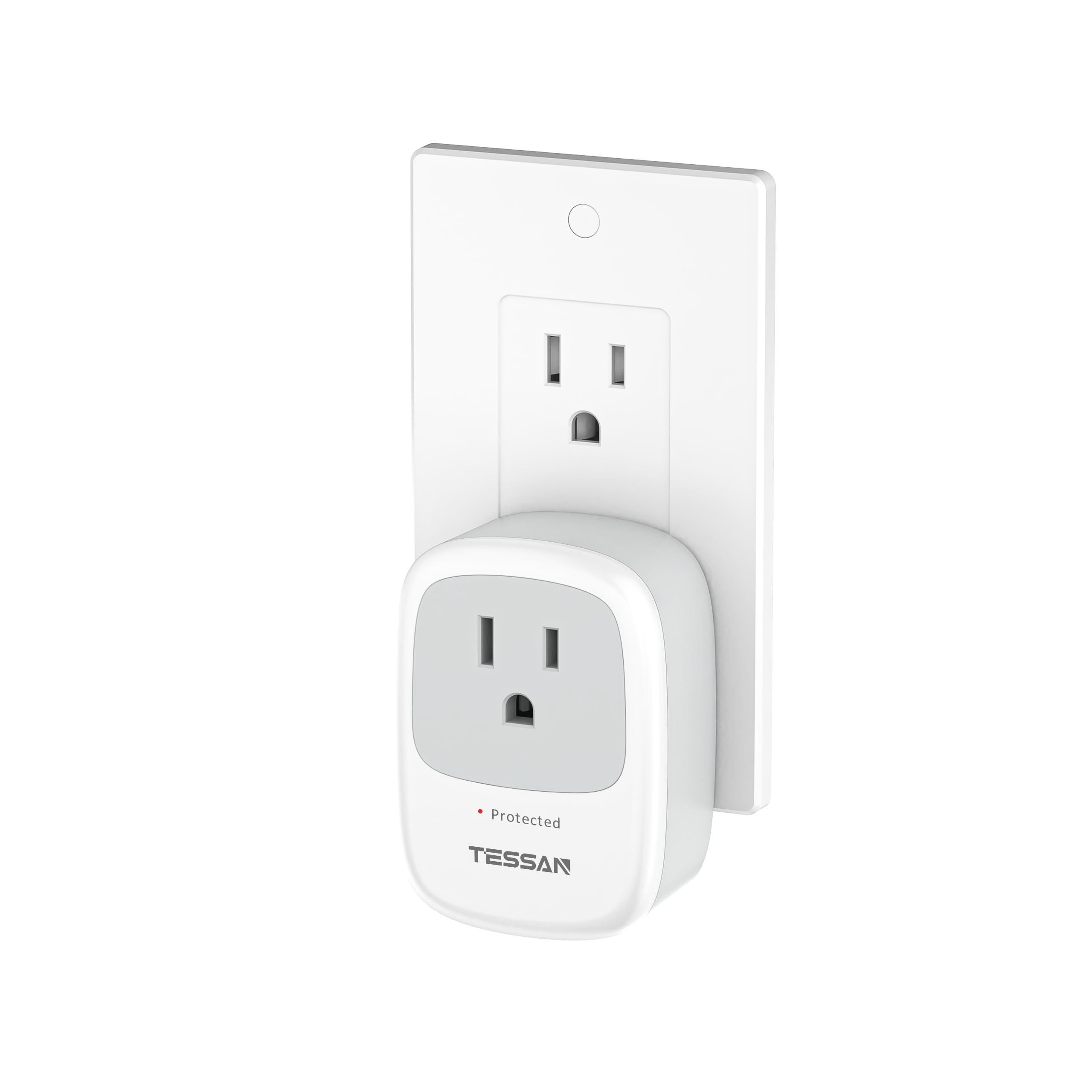 Surge Protector 1050 Joules, TESSAN Single Plug Surge Protector with Protected Light Indicator, 1875W Max Portable Wall Outlet for Appliances, TV, Computer, Refrigerator, Treadmill, Massage Chair