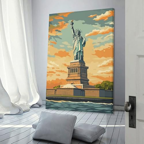 Tableaux Statue of Liberty Sunset imprimés sur toile déco salon 40x60cm
